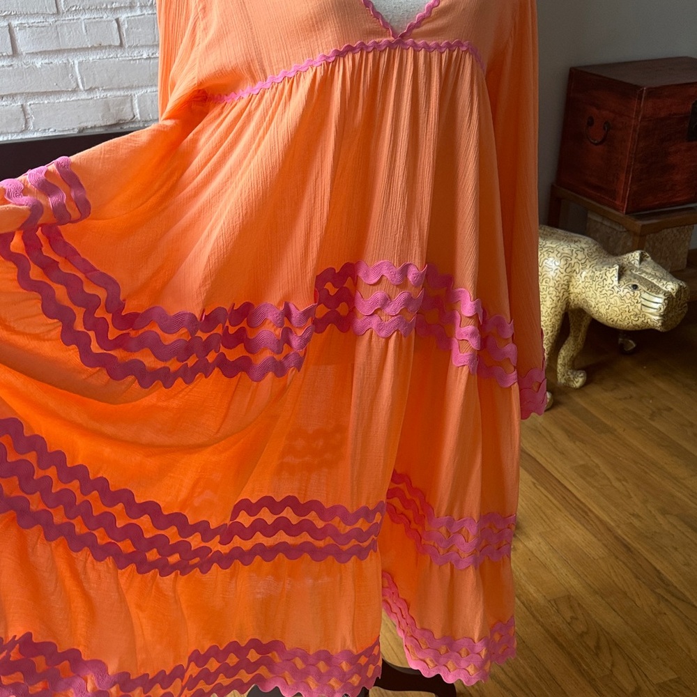 CORAL LUXURY DRESS Flora Sardalos Hydra Ric Rac trimmed dress - Picture 7 of 17